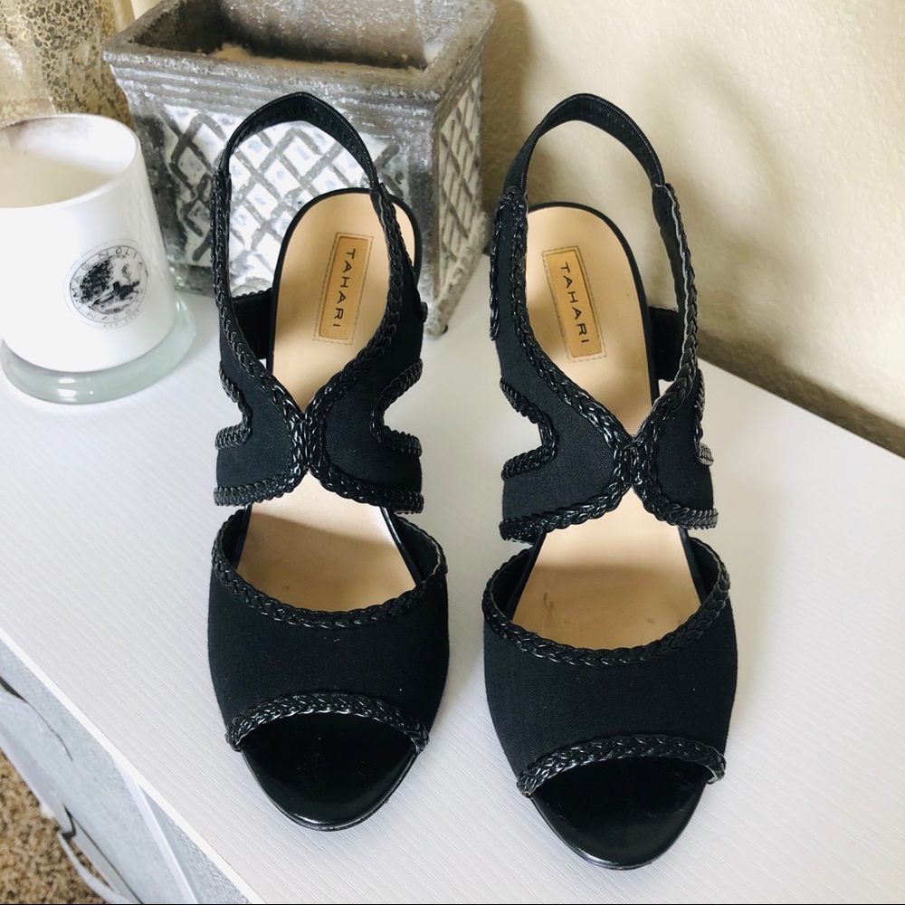 Tahari Lauren Black Open-Toe Pump